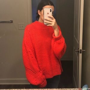 H&M Red Orange Knit Sweater